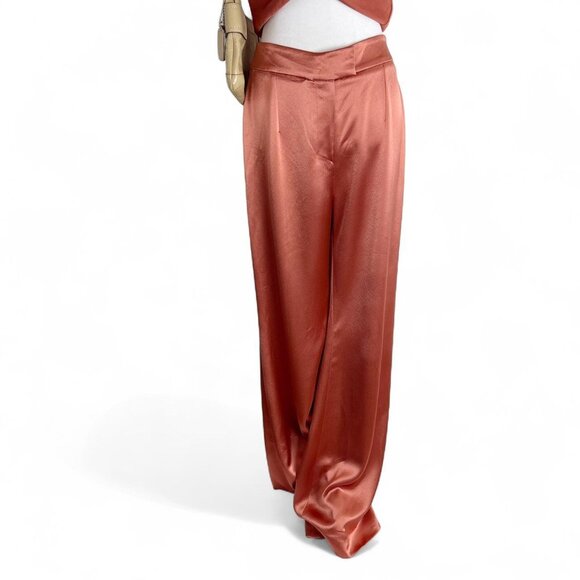 Galvan London Rust Satin Wide-Leg Trousers – Size US 10 - Picture 2 of 6